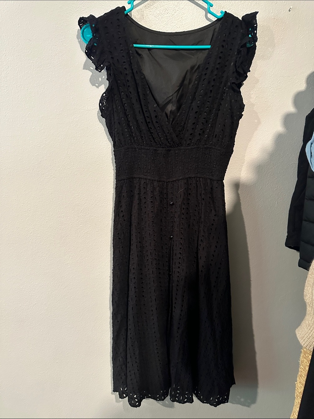Classic Black Eyelet Midi Dress